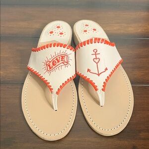 Jack Rogers Love Anchor Embroidered Sandals Resort Wear Casual New size 10